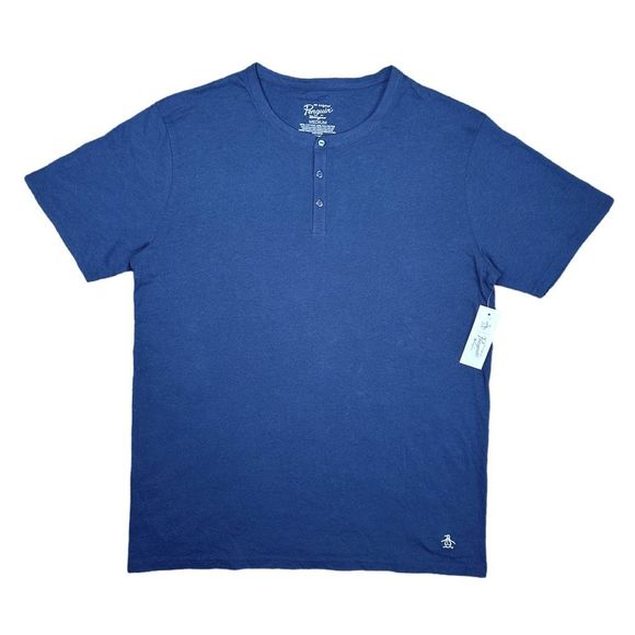 An Original Penguin by Munsingwear Short Sleeve Navy Blue Henley Tee - Picture 1 of 4